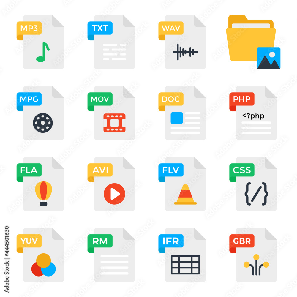 Pack of File Formats Flat Icons Pack of File Formats Flat Icons