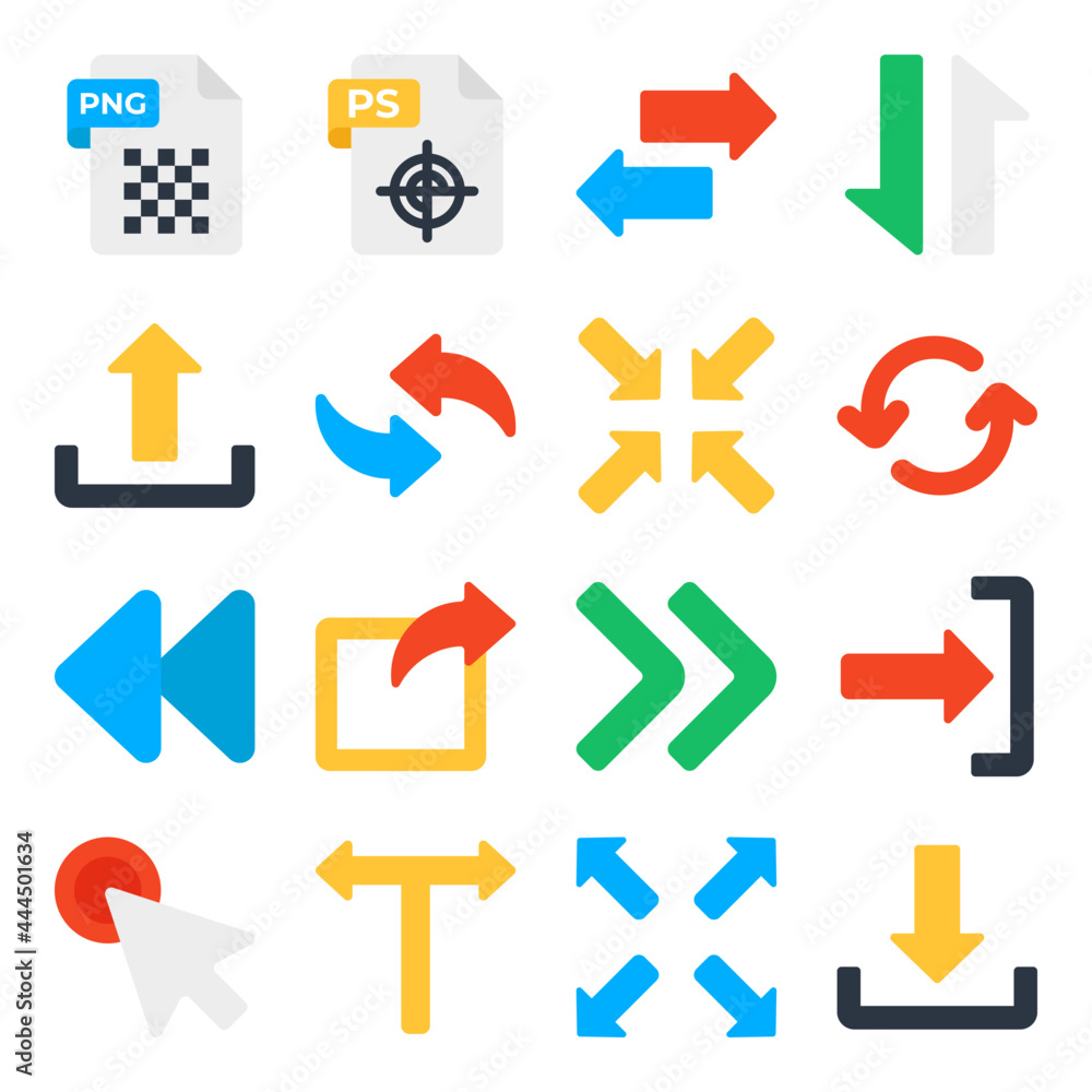 Pack of Files and Arrows Flat Icons Pack of Files and Arrows Flat Icons