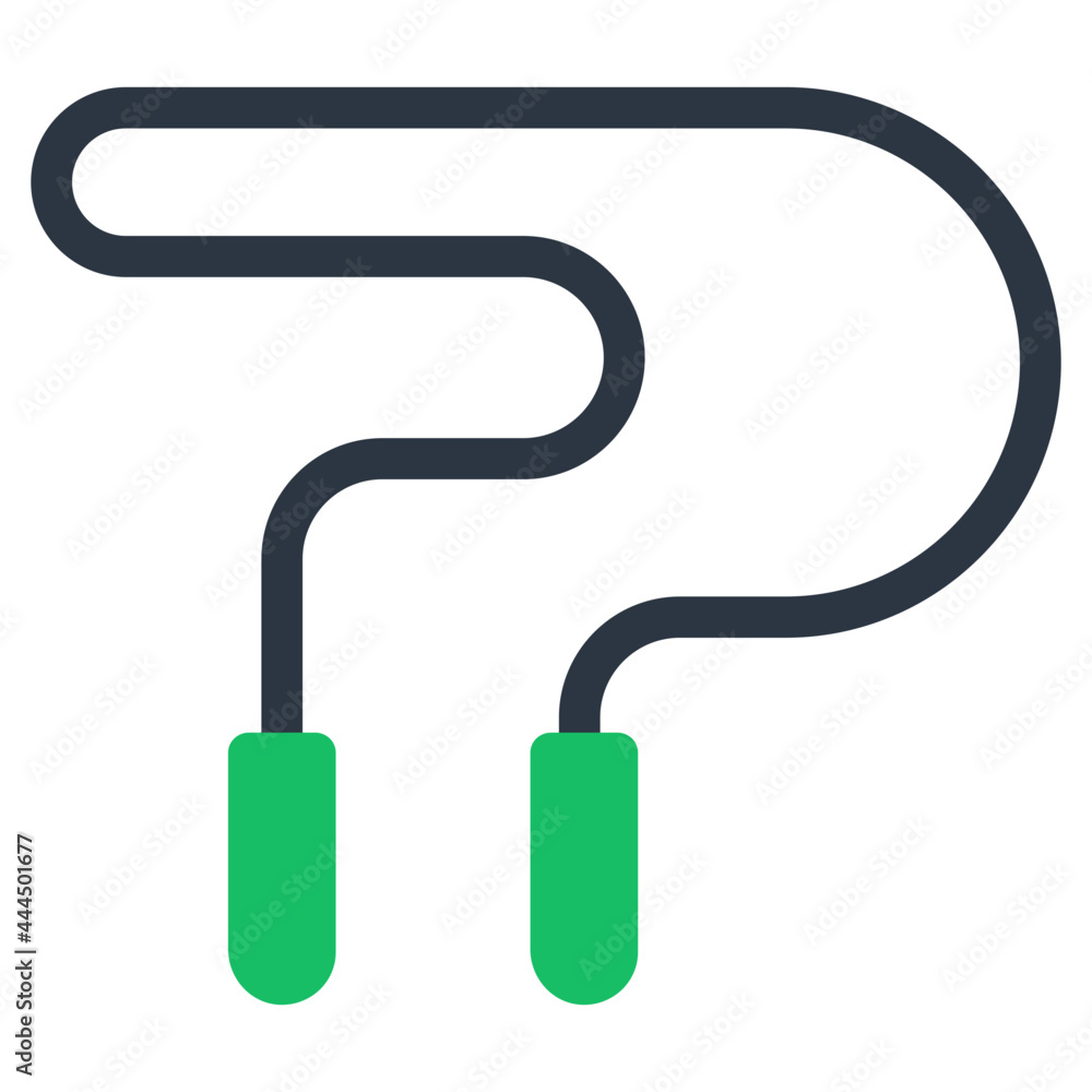 A flat design icon of skipping rope A flat design icon of skipping rope