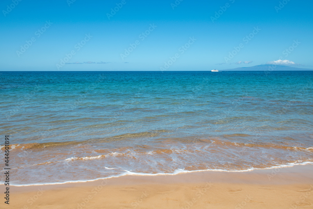 Tropical beach with sea sand on summer vacation.