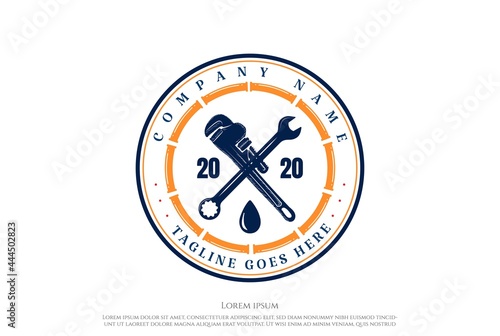 Old Classic Retro Vintage Pipe Plumber Plumbing Service Logo Design Vector