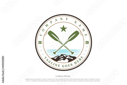 Vintage Kayak Canoe Rafting Boat Badge Emblem for Sport Club Logo Design Vector