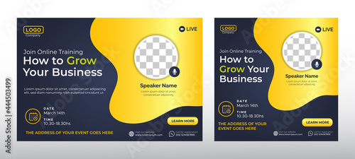 Business Conference live webinar banner invitation and social media post template. Business webinar invitation design. Vector EPS