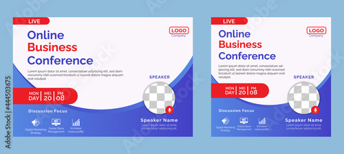 Business Conference live webinar banner invitation and social media post template. Business webinar invitation design. Vector EPS