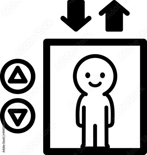 エレベーターに乗る人物のアイコン