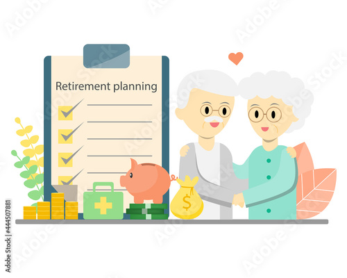 Grandfather and Grandmother with their wealth and retirement planning. Happy retirement day. Retirement planning concept.
