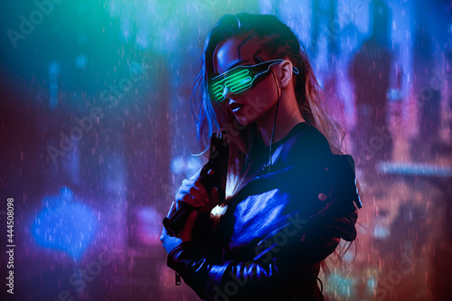 Obraz na plátně girl under the rain