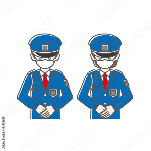 警備員のマスク姿のお辞儀イラスト