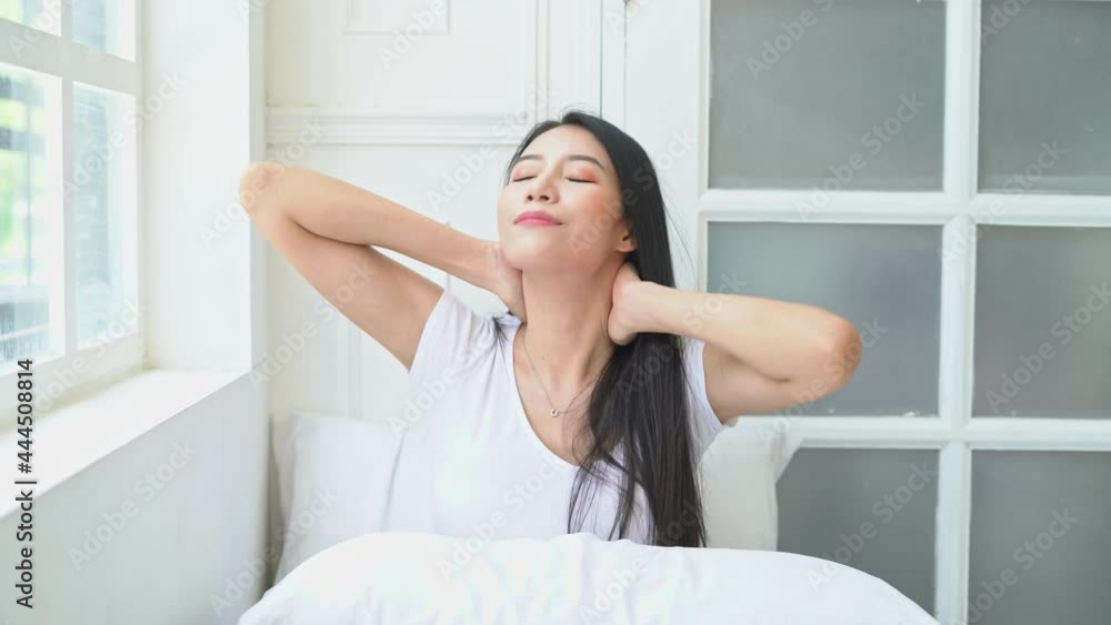 portrait of a happy woman wake up in morning portrait of a happy woman wake up in morning