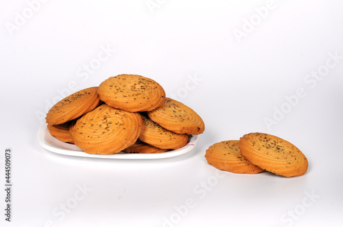 Crispy Biscuits on plate background white