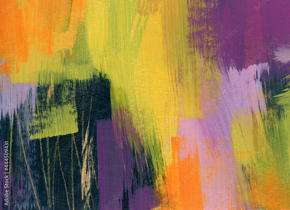Abstract painting. Colorful art. Versatile artistic backdrop for creative design projects: posters, banners, cards, websites, magazines and wallpapers. Acrylic on paper.