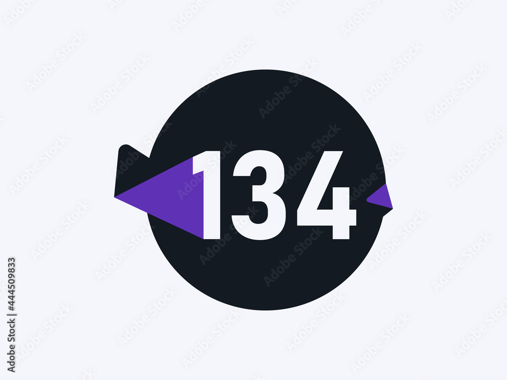 Number 134 logo icon design vector image