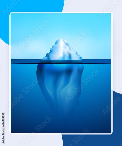 White iceberg on beautiful blue atlantic area background vector illustration