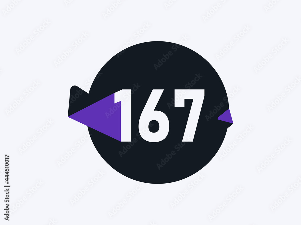 Number 167 logo icon design vector image Number 167 logo icon design vector image