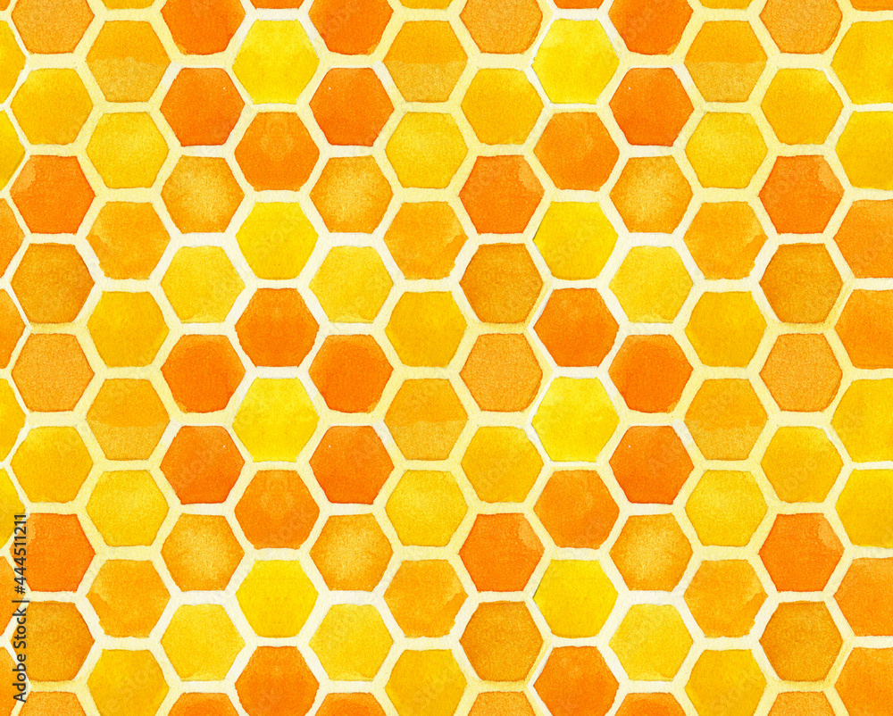 watercolor seamless pattern with yellow honeycombs. yellow print for fabric, wallpaper, wrapping paper. watercolor seamless pattern with yellow honeycombs. yellow print for fabric, wallpaper, wrapping paper.