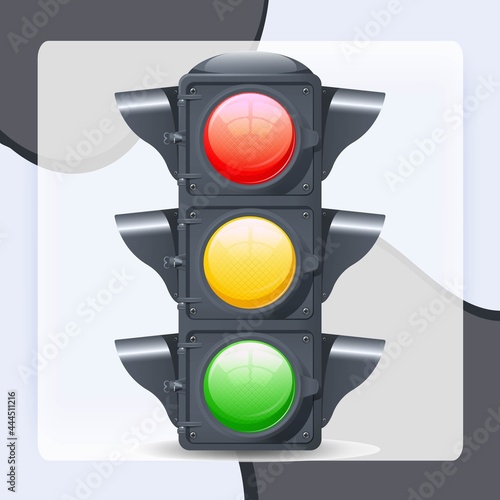 Traffic lights realistic isolated object on white background vector illustration
