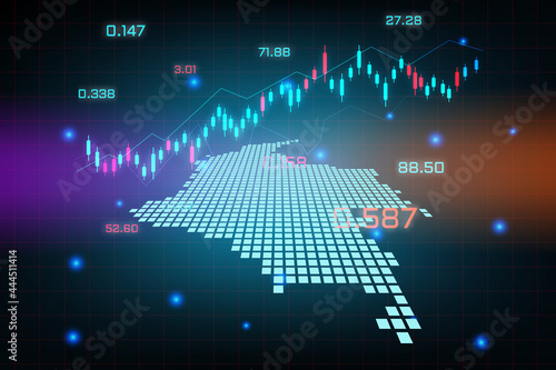 Stock market background or forex trading business graph chart for financial investment concept of Colombia map. business idea and technology innovation design.