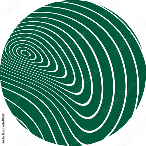 Vector graphic element geometric shape green circle with curved lines
