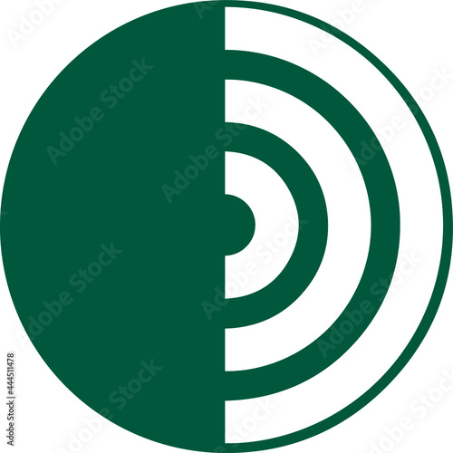 Vector graphic element geometric shape green circle with lines