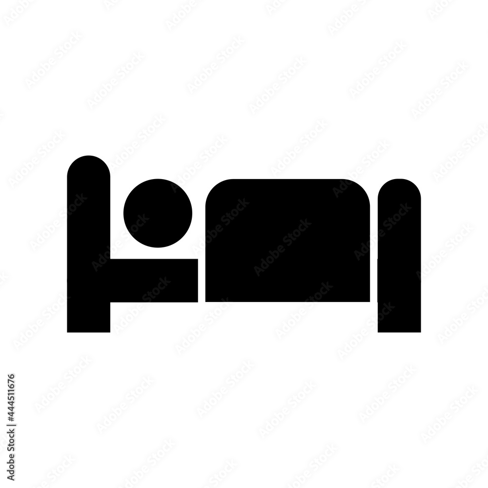 Man sleeps on bed icon People in motion active lifestyle sign Man sleeps on bed icon People in motion active lifestyle sign