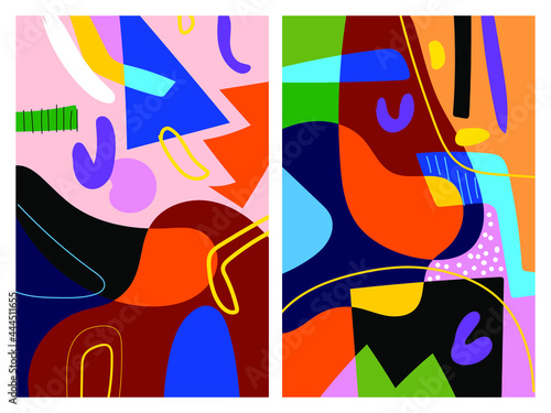 Set of colorful abstract shapes,sketch,vector illustration.