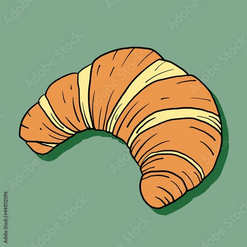 Doodle freehand sketch drawing of croissant bread.