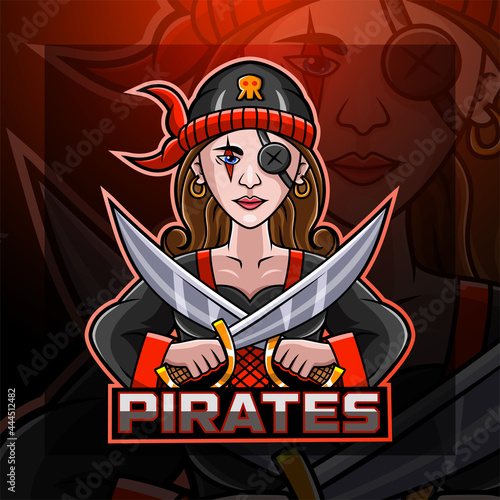 Lady pirates esport mascot  logo design