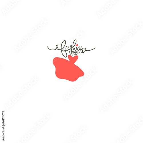 Fashion Boutique and store logo, label, emblems with doodle line art dresses and lettering composition