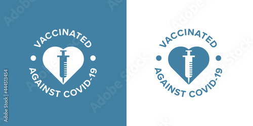 Banner symbol with text I got my covid-19 vaccine for vaccinated persons. Coronavirus vaccine campaign sticker. medical and health concepts