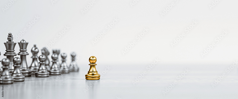 Close-up chess standing first in line teamwork on chess board concepts of business team and leadership strategy and organization risk management. - obrazy, fototapety, plakaty 
