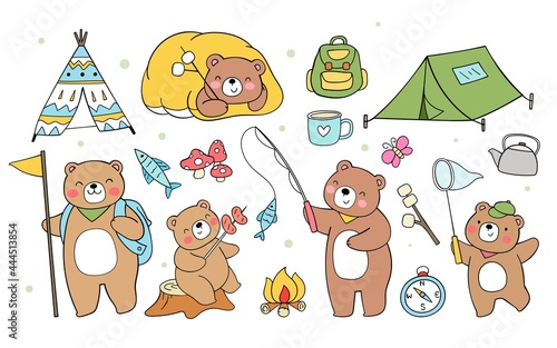 Draw collection woodland animal summer camp