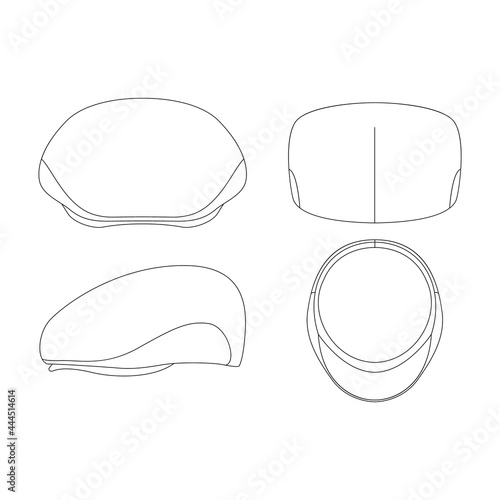 Bilde på lerret Template pure linen ivy league flat cap vector illustration flat sketch design o