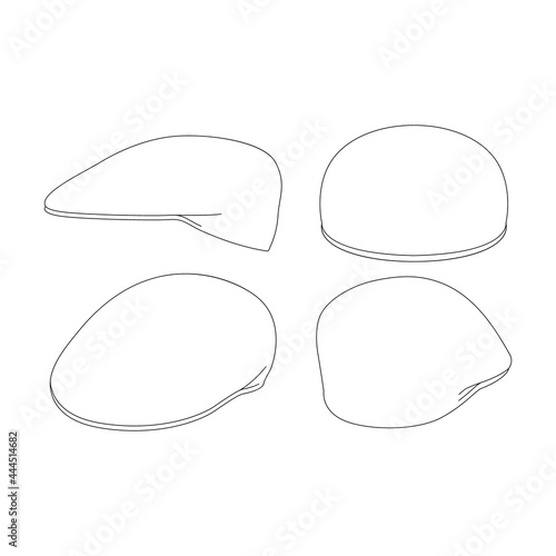 Tableau sur toile Template ascot cap vector illustration flat sketch design outline headwear
