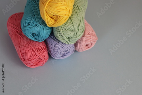 cotton yarn to knit or crochet, craft colourful photography with copy space to your own message