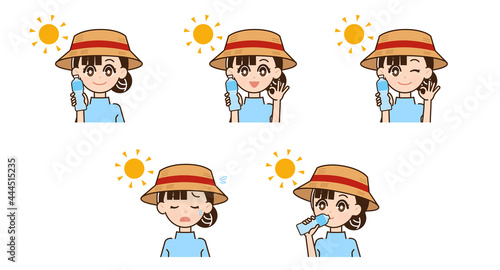 熱中症対策をする女性のイラスト
