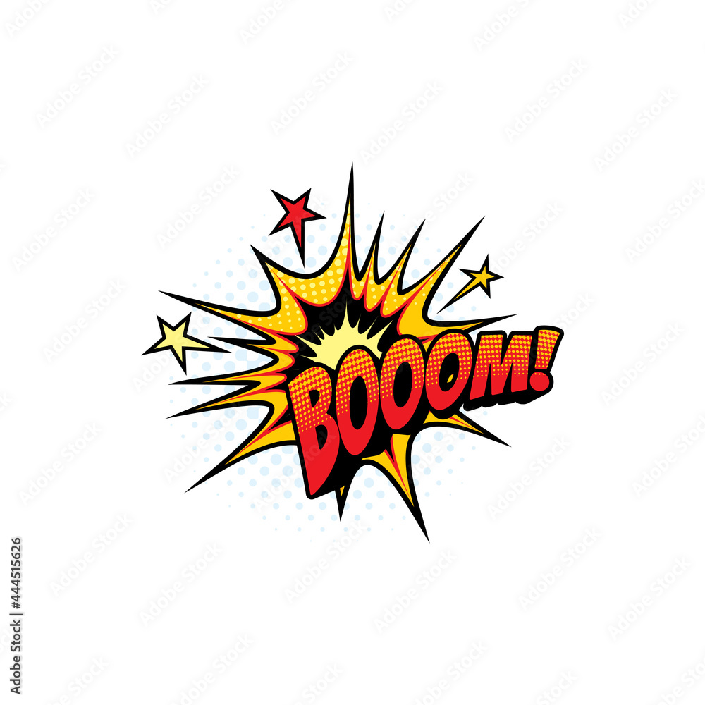 Boom pop art comic bubble, half tone cloud blast isolated vector icon. Cartoon retro sound bomb explosion with halftone pattern and stars burst, boom bang sign Boom pop art comic bubble, half tone cloud blast isolated vector icon. Cartoon retro sound bomb explosion with halftone pattern and stars burst, boom bang sign