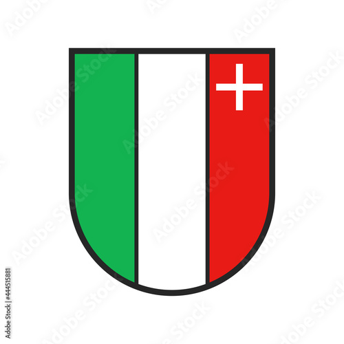 Switzerland canton flag, Swiss city heraldic crest of Neuchatel sate city, vector coat of arms. Swiss canton or Schweiz kanton heraldic shield sign, red, white and green flag with cross