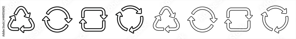 Recycle icon collection. Set recycle signs. Recycle recycling symbol. Vector Illustration. Recycle icon collection. Set recycle signs. Recycle recycling symbol. Vector Illustration.