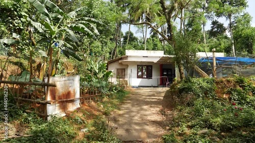 Shot of bungalow surrounded by forest in Kerala