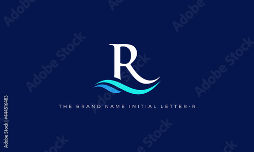 illustration vector graphic of modern, simple, elegant, semi classic, combination initial letter R with some wave logo design