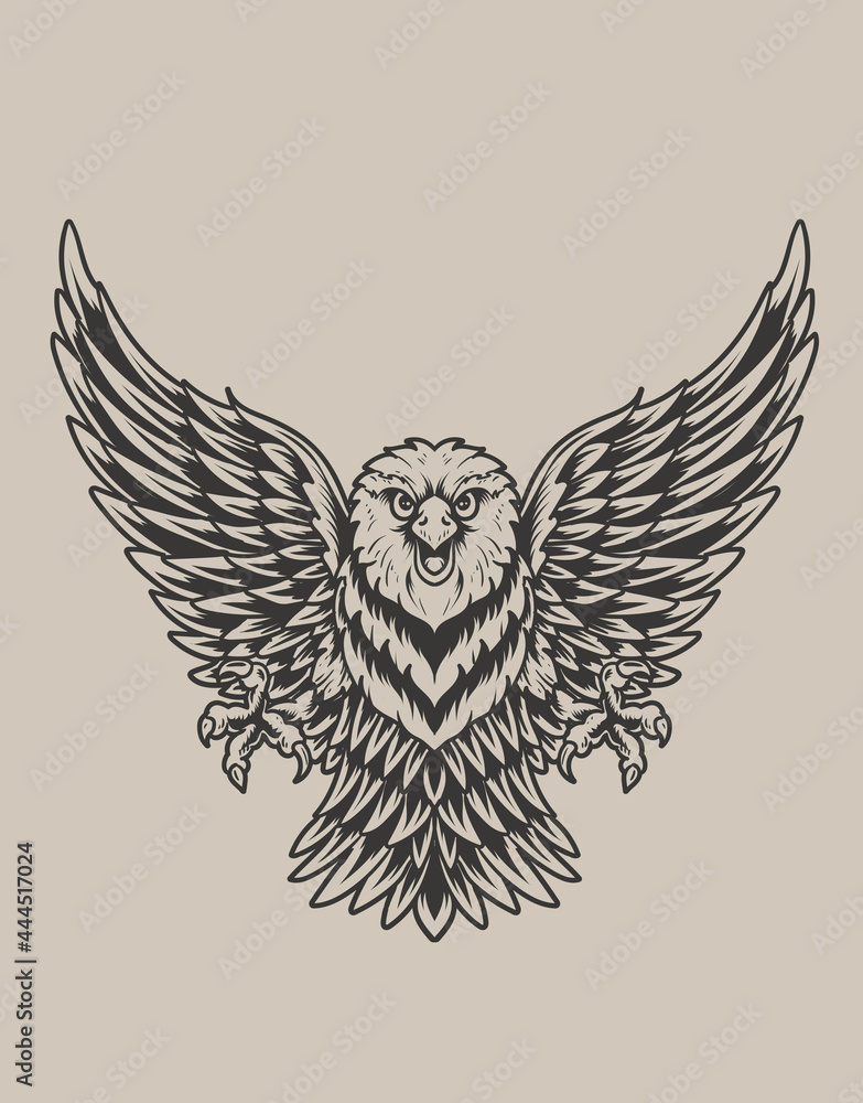 illustration eagle bird with monochrome style illustration eagle bird with monochrome style