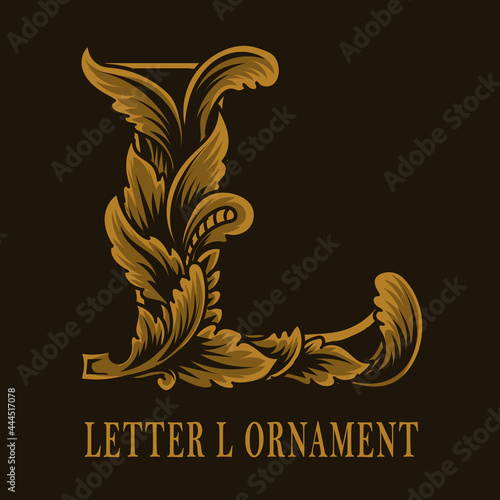 Letter L logo vintage ornament style