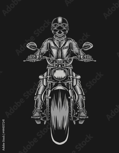 Illustration biker ridding on motorcycle