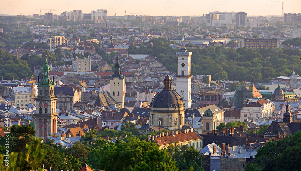 Roofs and domes of downtown of ancient city Lviv, Ukraine.