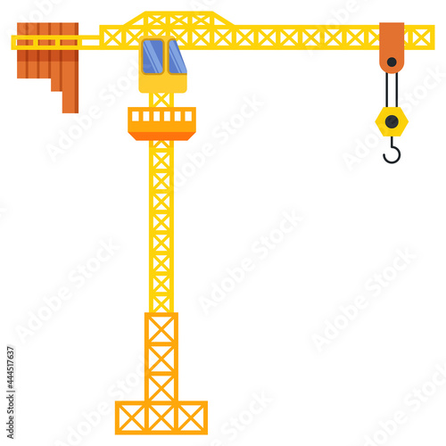 Tower crane build machine illustration
