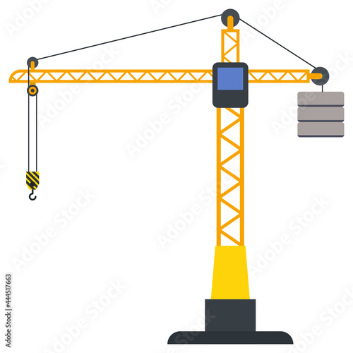 Tower crane build machine illustration