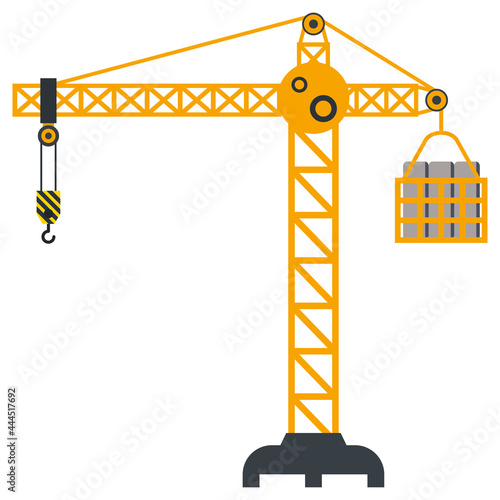 Tower crane build machine illustration