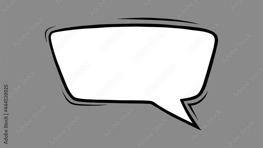 Naklejka premium Dialog speech bubble in comic style. Square speech bubble isolated in grey background. Handdrawn vector illustration