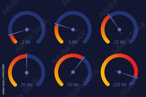 Speedometer internet speed level indicator vector design