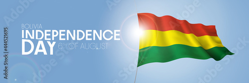 Bolivia happy independence day greeting card, banner with template text vector illustration